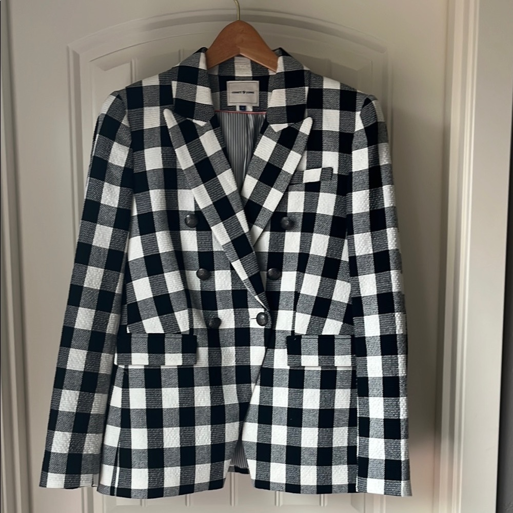 COURT & ROWE  Textured Gingham Black/White Cotton Blend Blazer